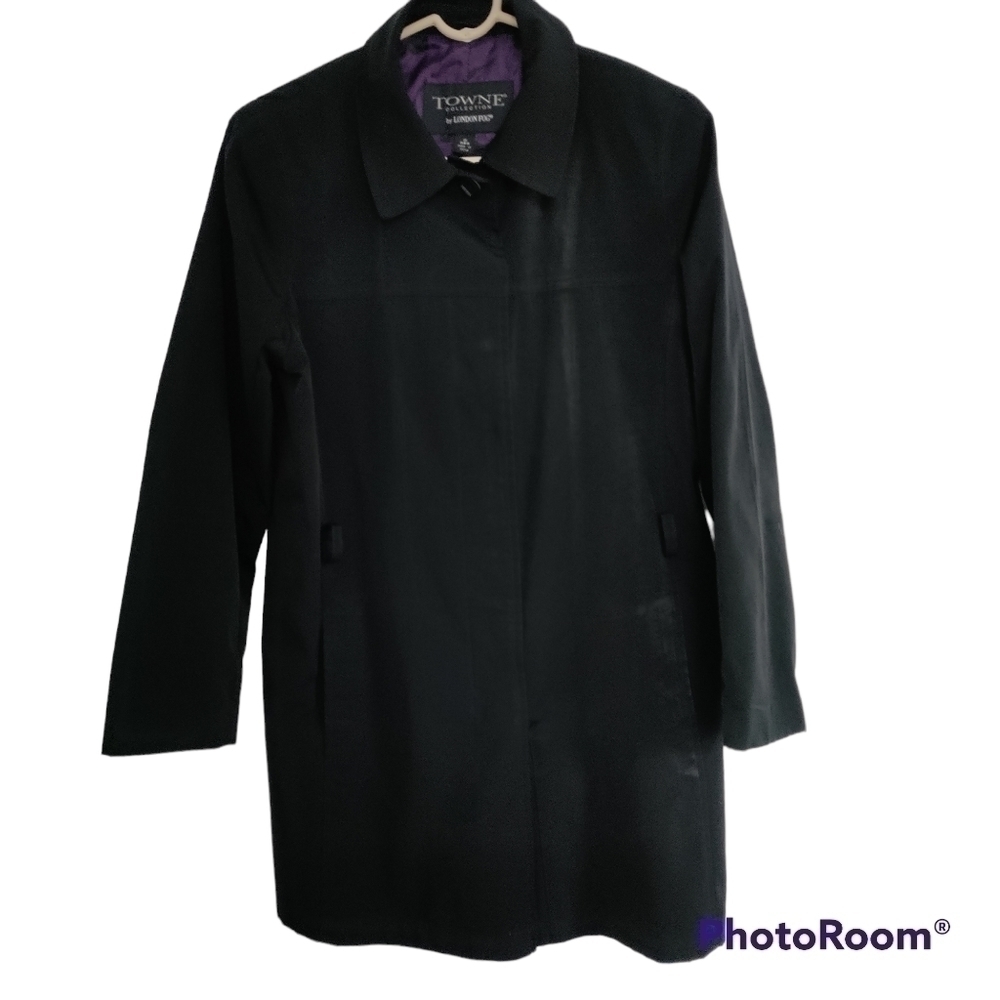 𝅺TOWNE Collection by London Fog women's straight black trench coat size S